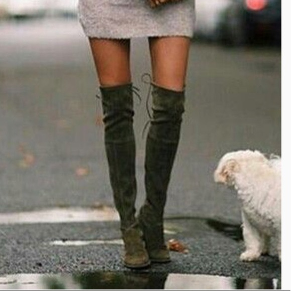 Nasty Gal Shoes - Olivia Over-The-Knee Miss Green Heeled Boots